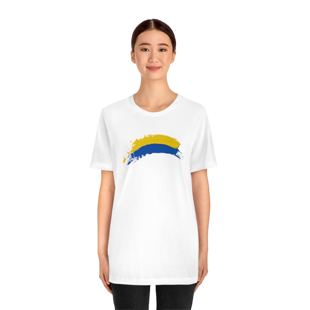 Ukraine Solidarity Brush Strokes Unisex T-shirt | Support Ukraine T-shirt | Jersey Short Sleeve Crewneck T-Shirt