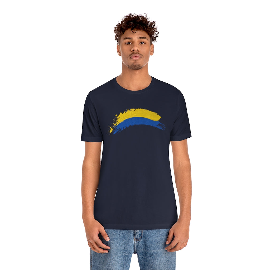 Ukraine Solidarity Brush Strokes Unisex T-shirt | Support Ukraine T-shirt | Jersey Short Sleeve Crewneck T-Shirt