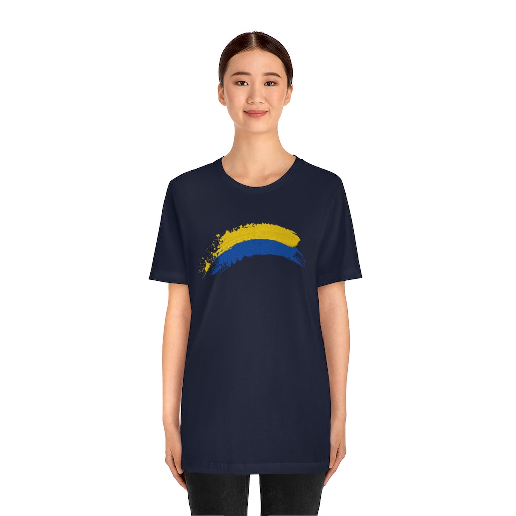 Ukraine Solidarity Brush Strokes Unisex T-shirt | Support Ukraine T-shirt | Jersey Short Sleeve Crewneck T-Shirt