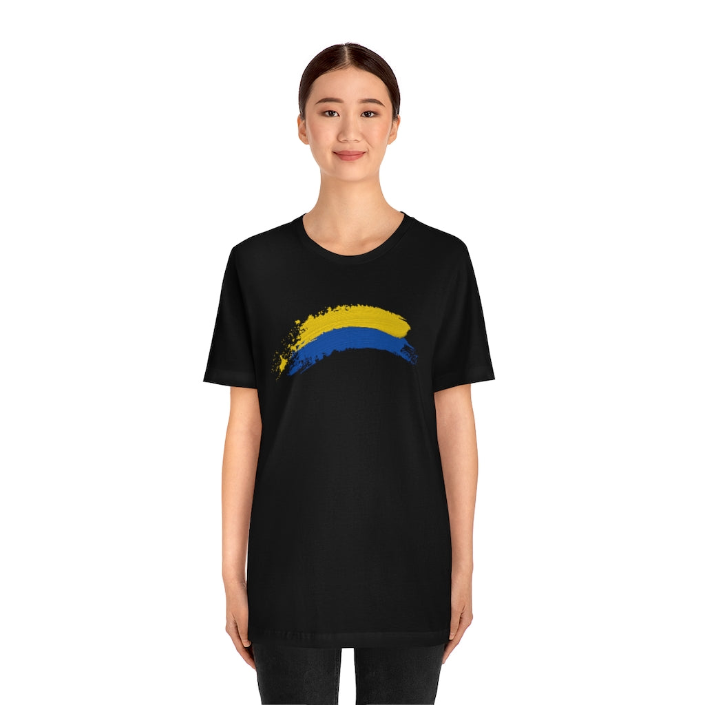 Ukraine Solidarity Brush Strokes Unisex T-shirt | Support Ukraine T-shirt | Jersey Short Sleeve Crewneck T-Shirt