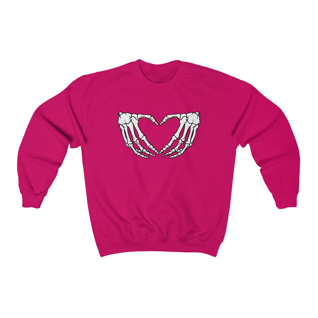 Halloween Skeleton Hands Love Sweatshirt Women's, halloween sweatshirt women,  Skeleton Love Hands Sweatshirt Funny