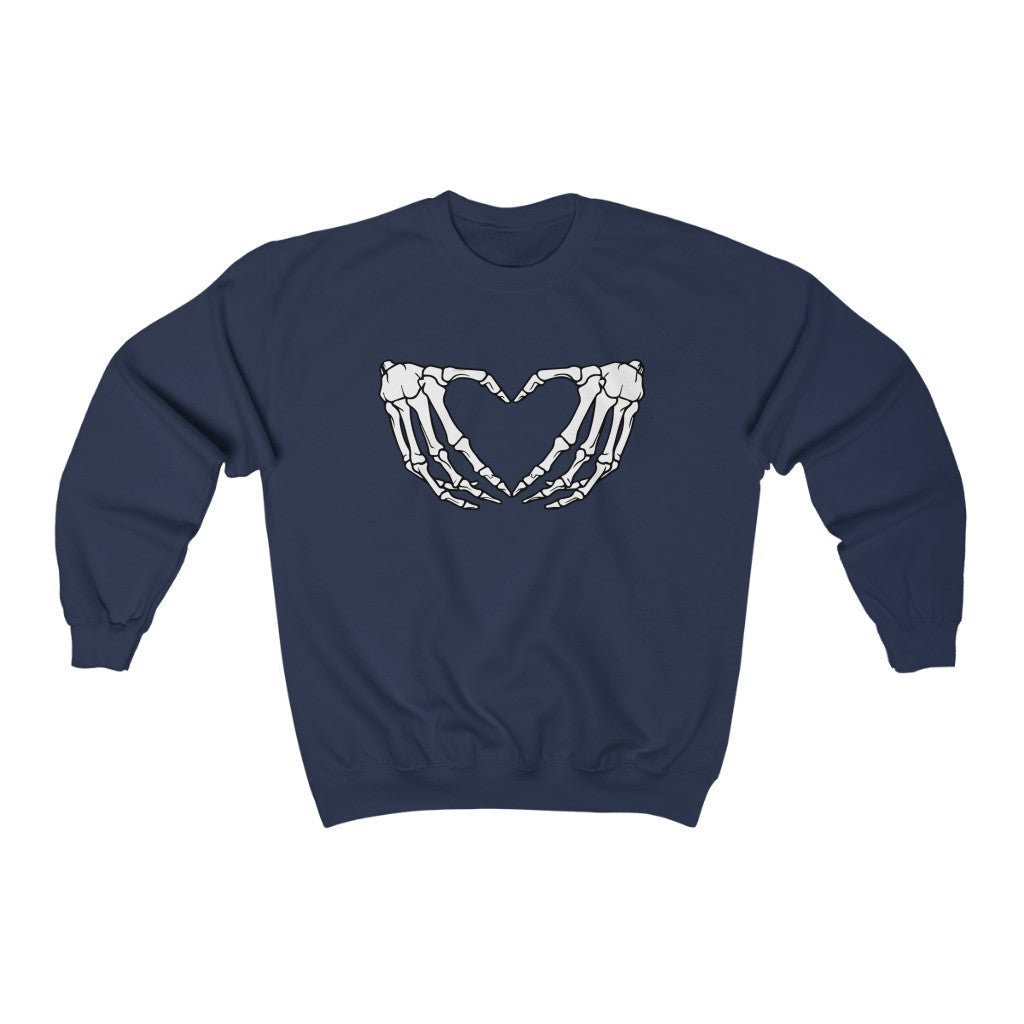 Halloween Skeleton Hands Love Sweatshirt Women's, halloween sweatshirt women,  Skeleton Love Hands Sweatshirt Funny