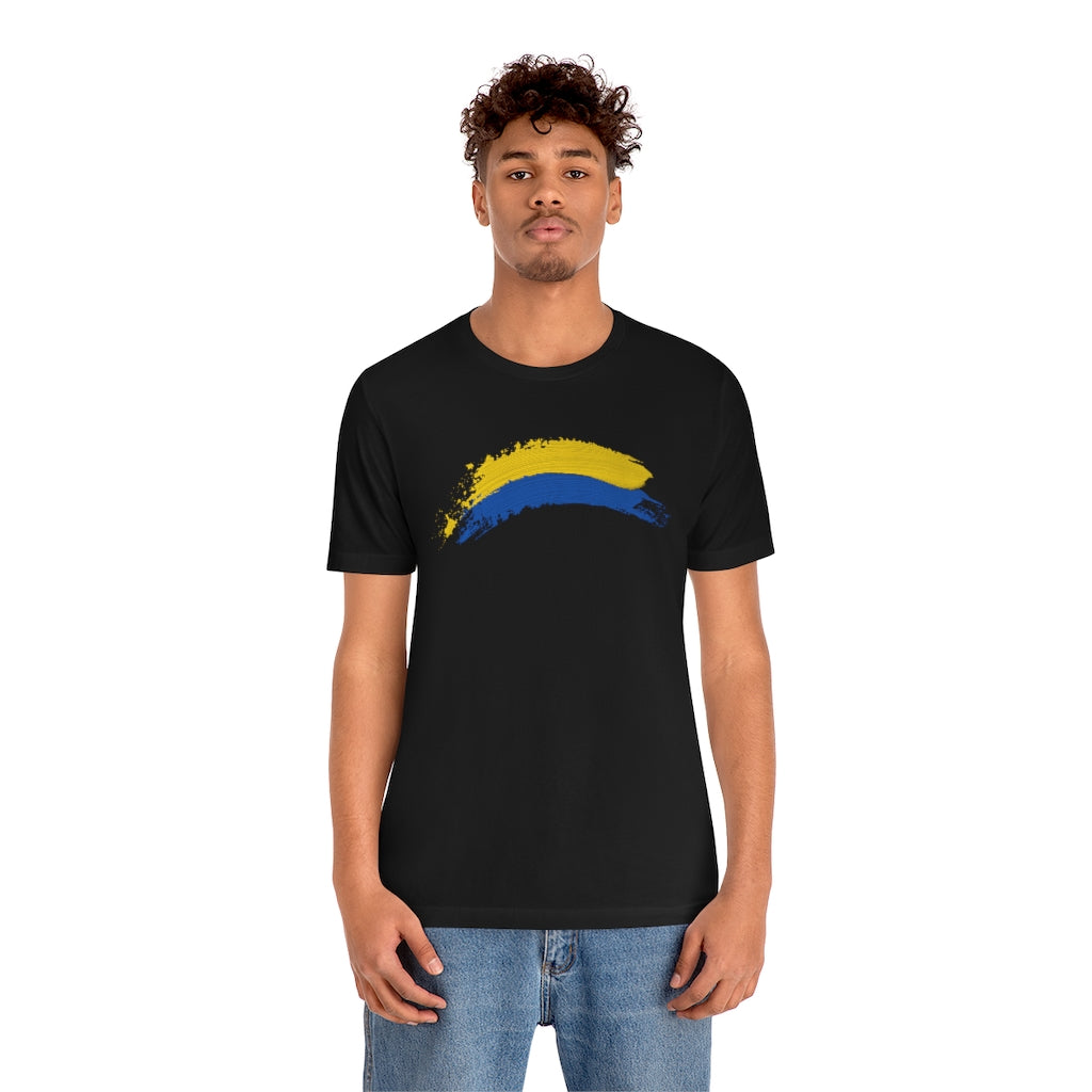 Ukraine Solidarity Brush Strokes Unisex T-shirt | Support Ukraine T-shirt | Jersey Short Sleeve Crewneck T-Shirt