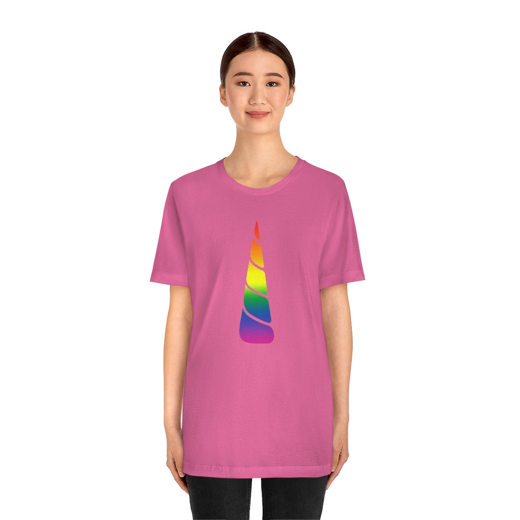 PRIDE Unicorn Rainbow Gradient Mid Unisex Jersey Short Sleeve T-shirt |