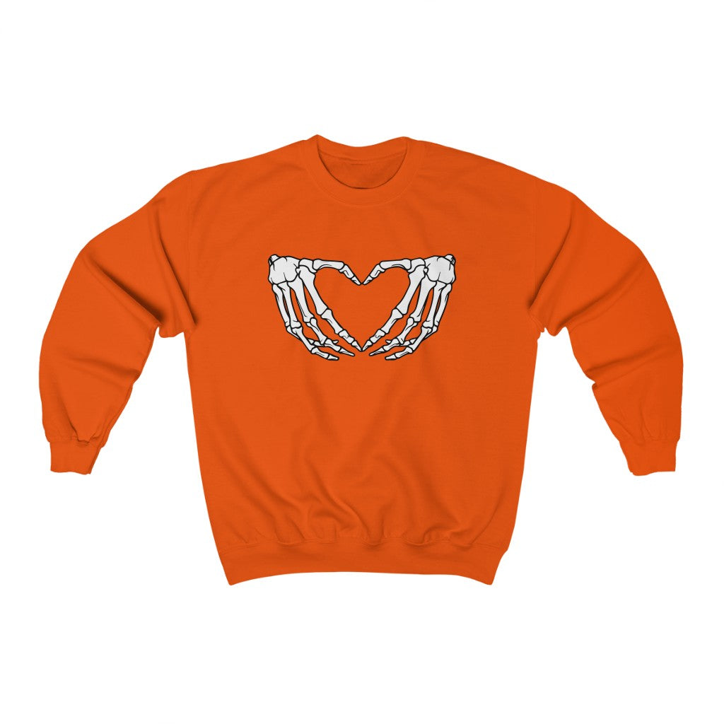 Halloween Skeleton Hands Love Sweatshirt Women's, halloween sweatshirt women,  Skeleton Love Hands Sweatshirt Funny