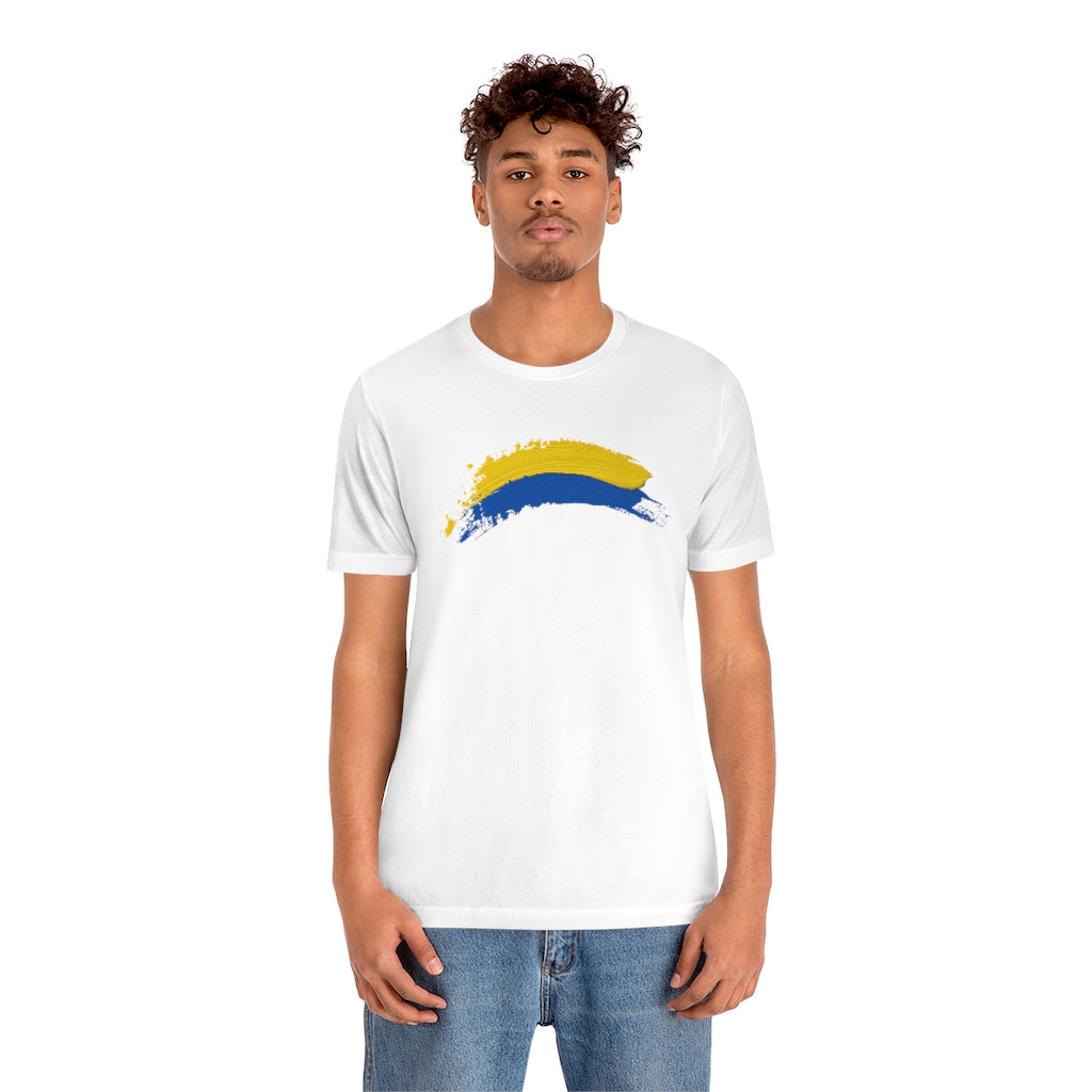 Ukraine Solidarity Brush Strokes Unisex T-shirt | Support Ukraine T-shirt | Jersey Short Sleeve Crewneck T-Shirt