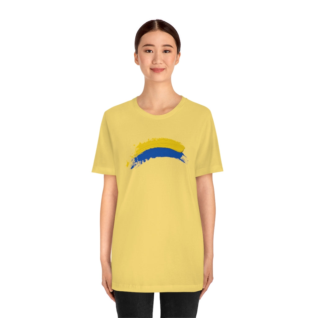 Ukraine Solidarity Brush Strokes Unisex T-shirt | Support Ukraine T-shirt | Jersey Short Sleeve Crewneck T-Shirt