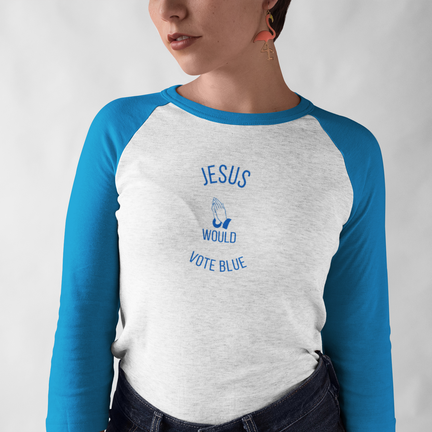 Jesus Would Vote Blue - Unisex Baseball Tee 3/4 Sleeve